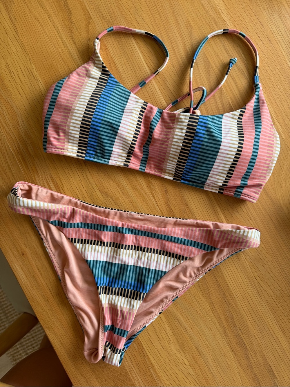 O'Neill Pink & Blue Striped Two-Piece Bikini